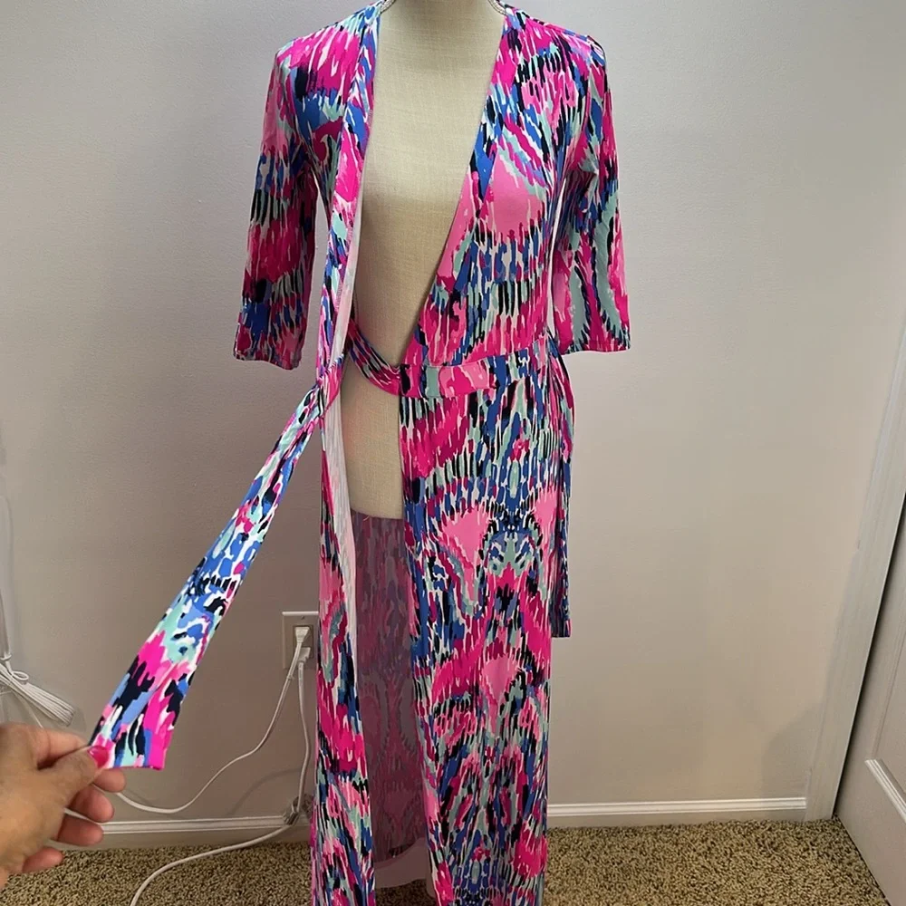 Lilly Pulitzer Marvista Wrap Maxi Dress S Free Spirit Stretch Resortwear Beachy - Picture 3 of 14